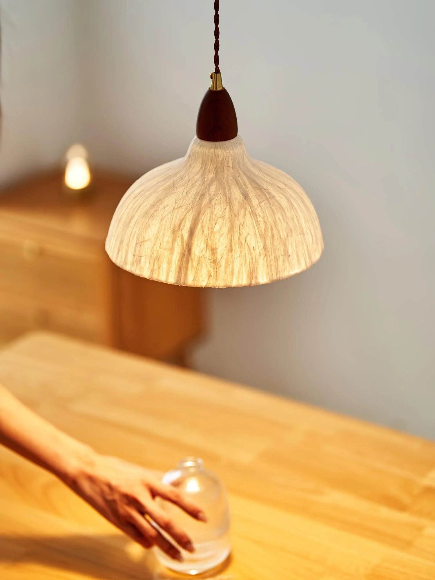 Vellara Paper & Wood Pendant Lamp - Image 12