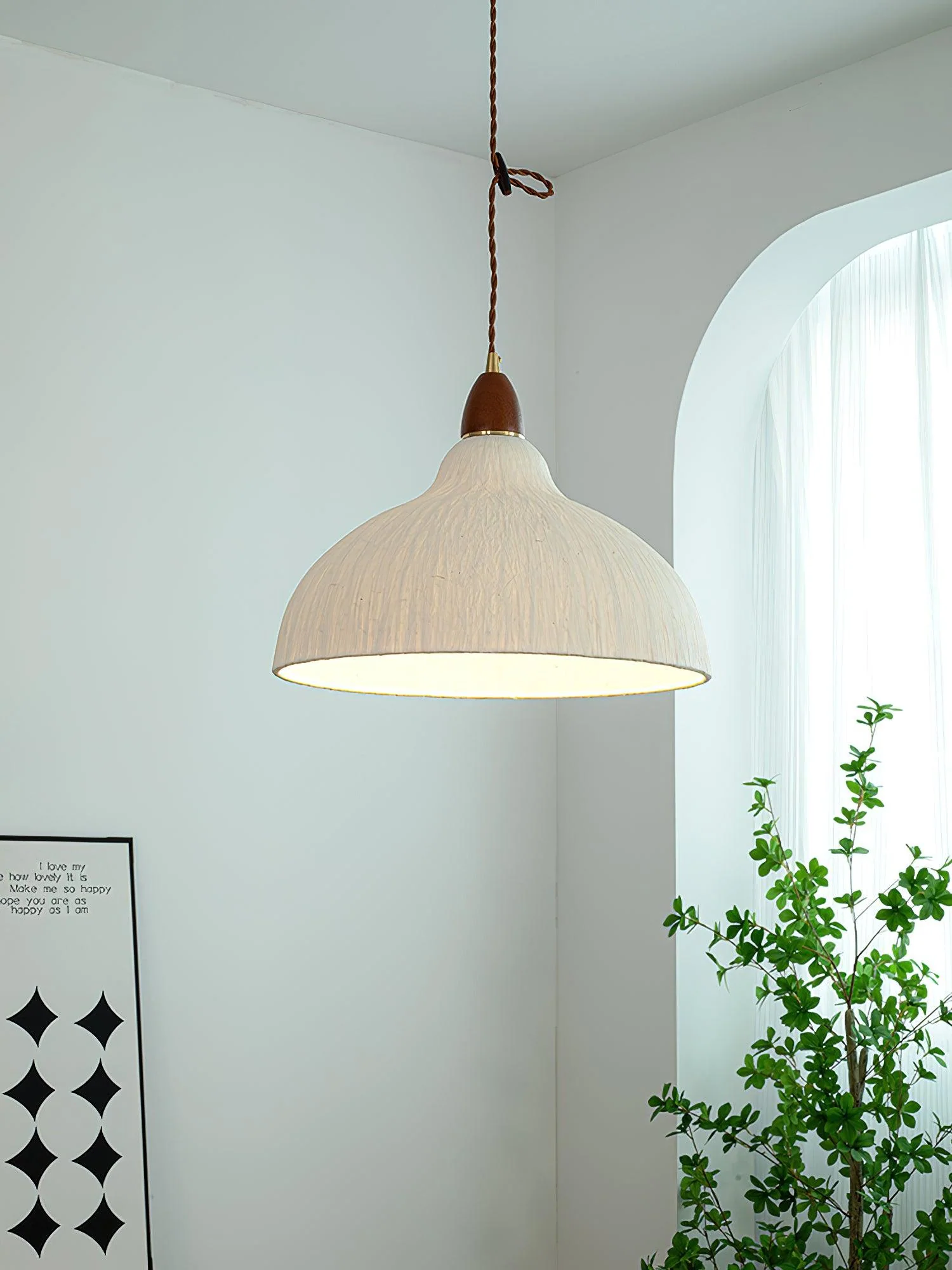 Vellara Paper & Wood Pendant Lamp - Image 13