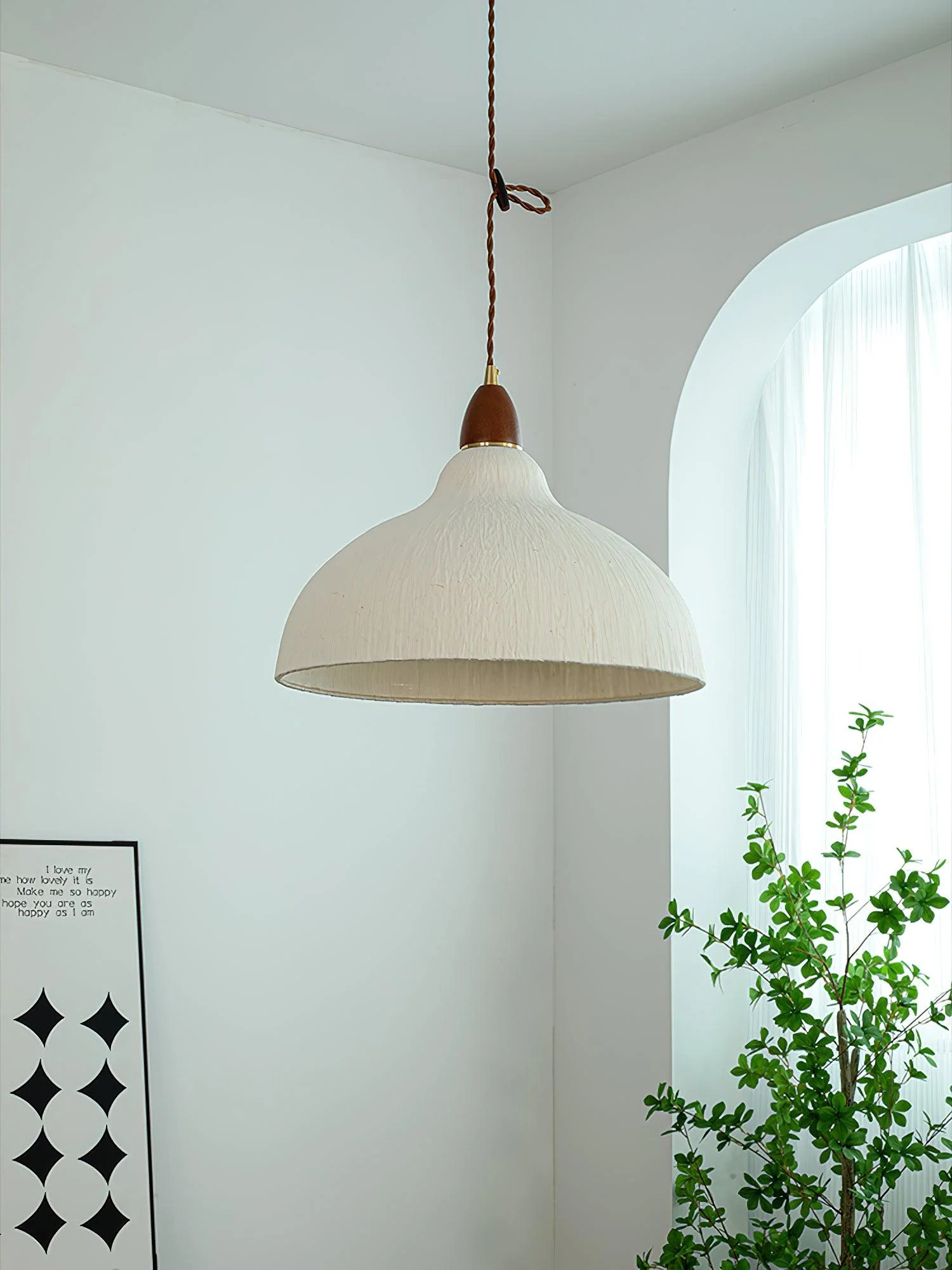 Vellara Paper & Wood Pendant Lamp - Image 14
