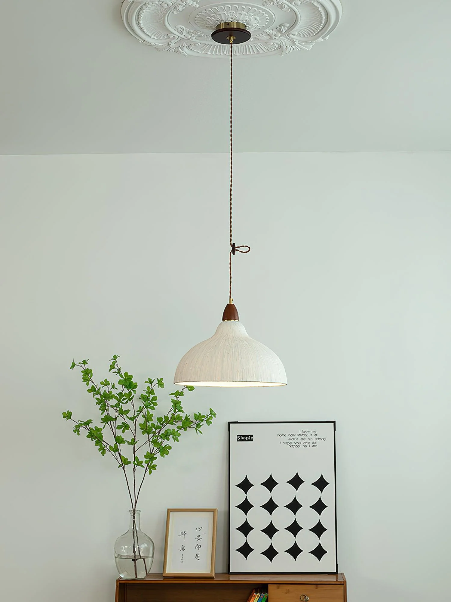 Vellara Paper & Wood Pendant Lamp - Image 15