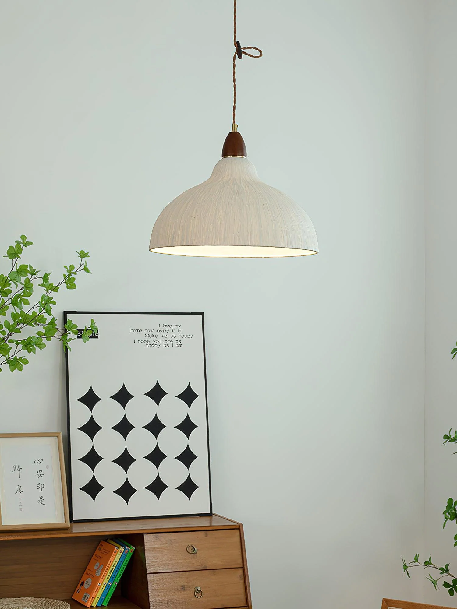 Vellara Paper & Wood Pendant Lamp - Image 17