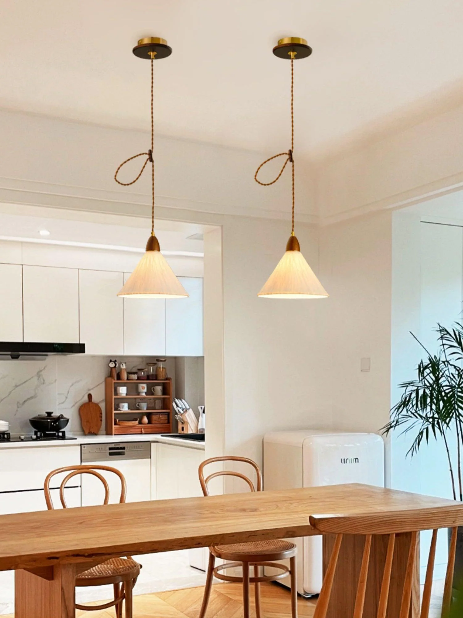 Vellara Paper & Wood Pendant Lamp - Image 2