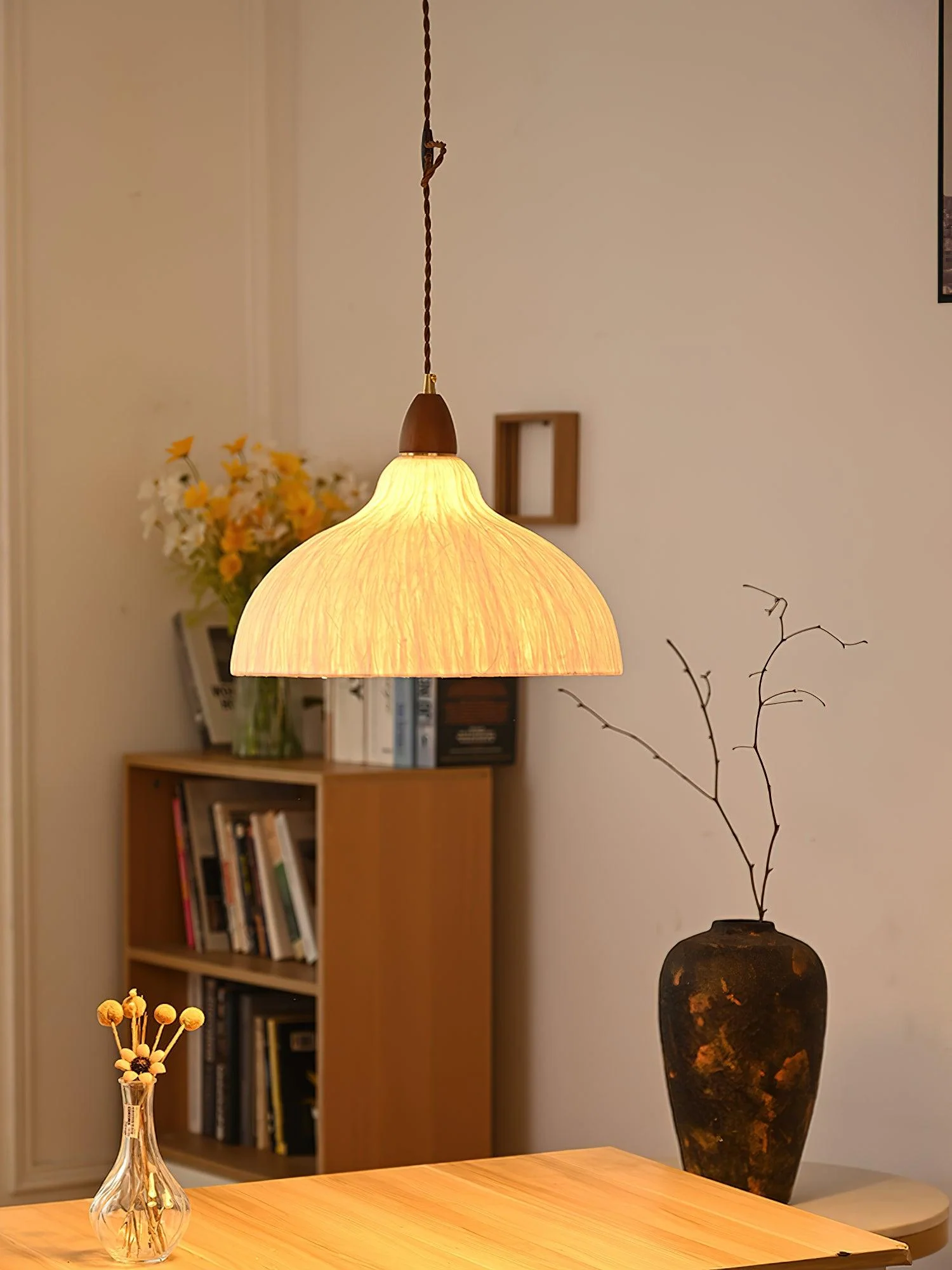 Vellara Paper & Wood Pendant Lamp - Image 3