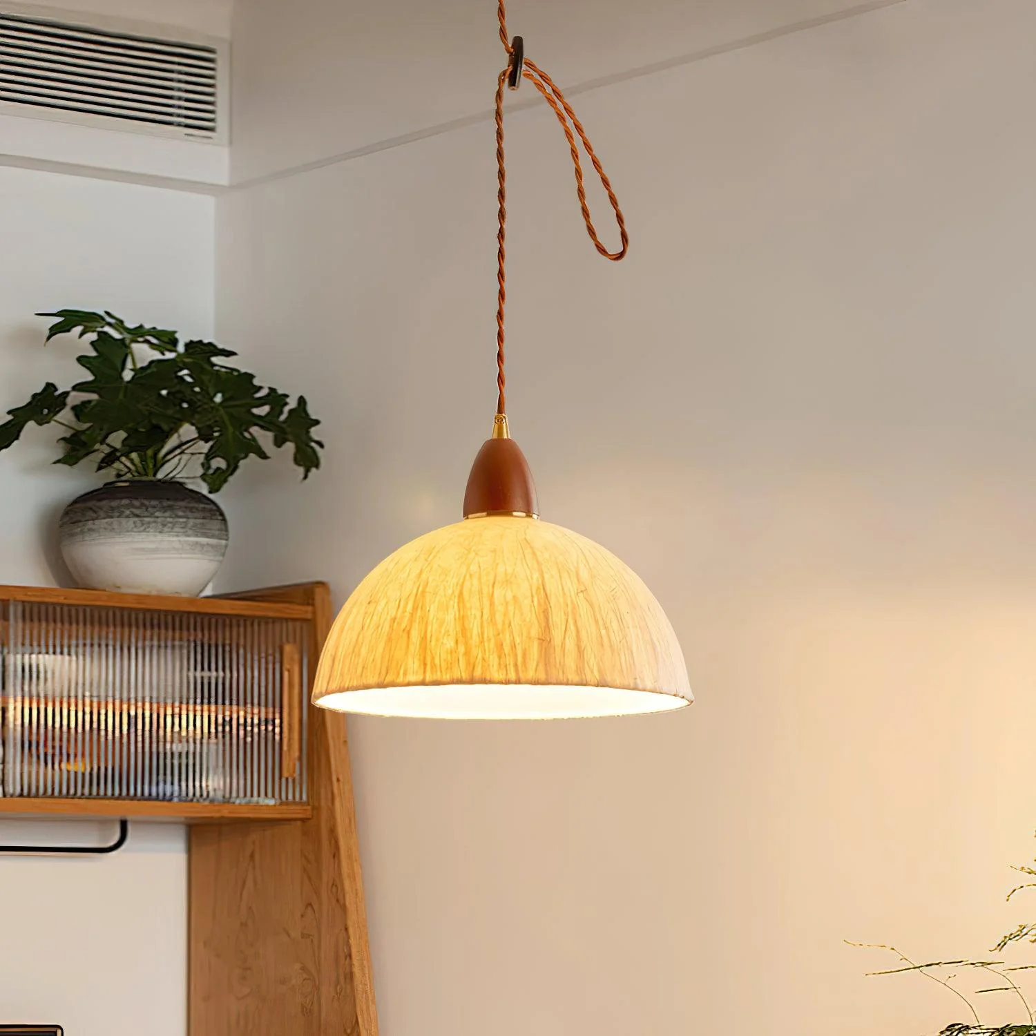 Vellara Paper & Wood Pendant Lamp - Image 4