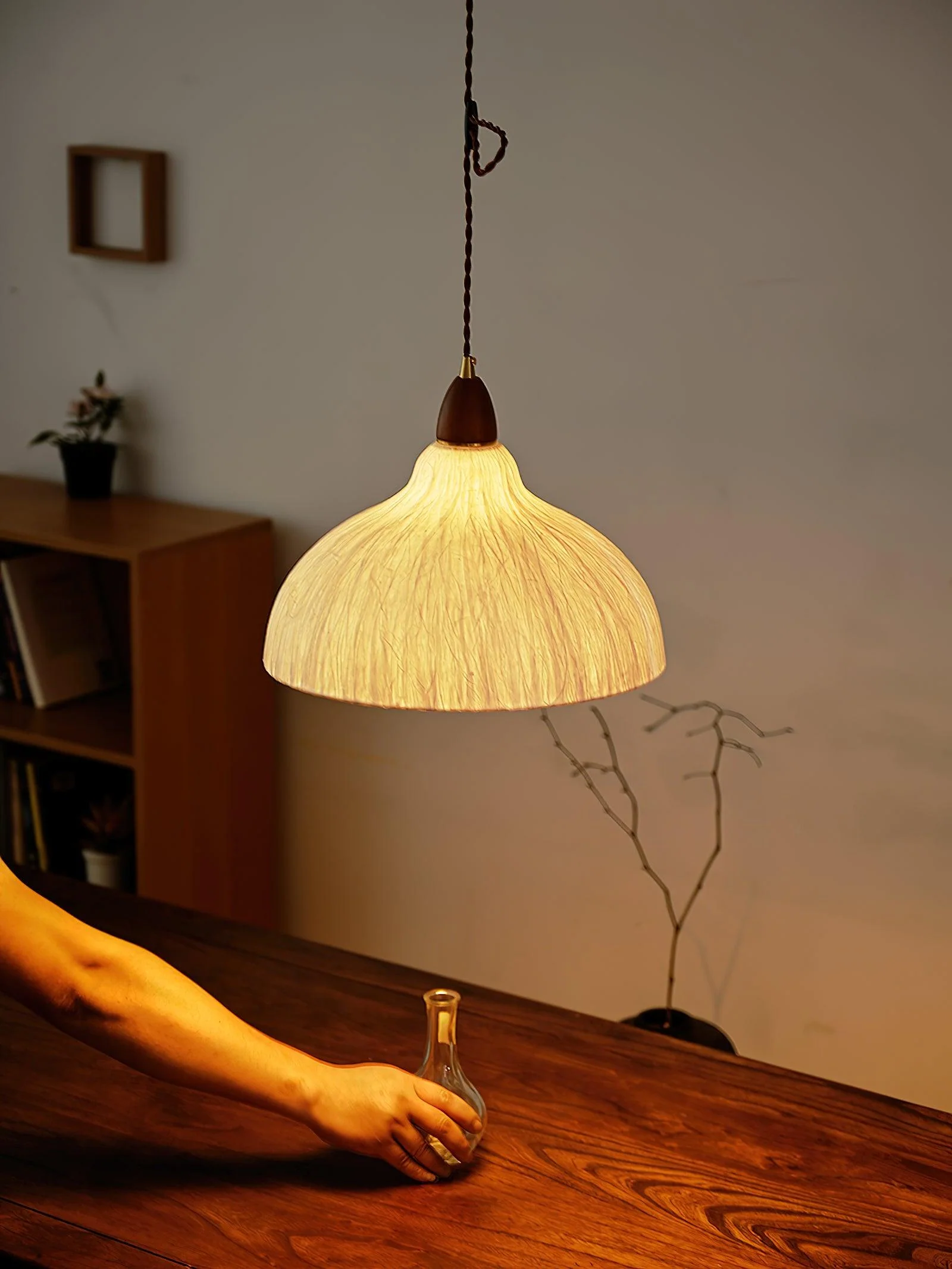 Vellara Paper & Wood Pendant Lamp - Image 5