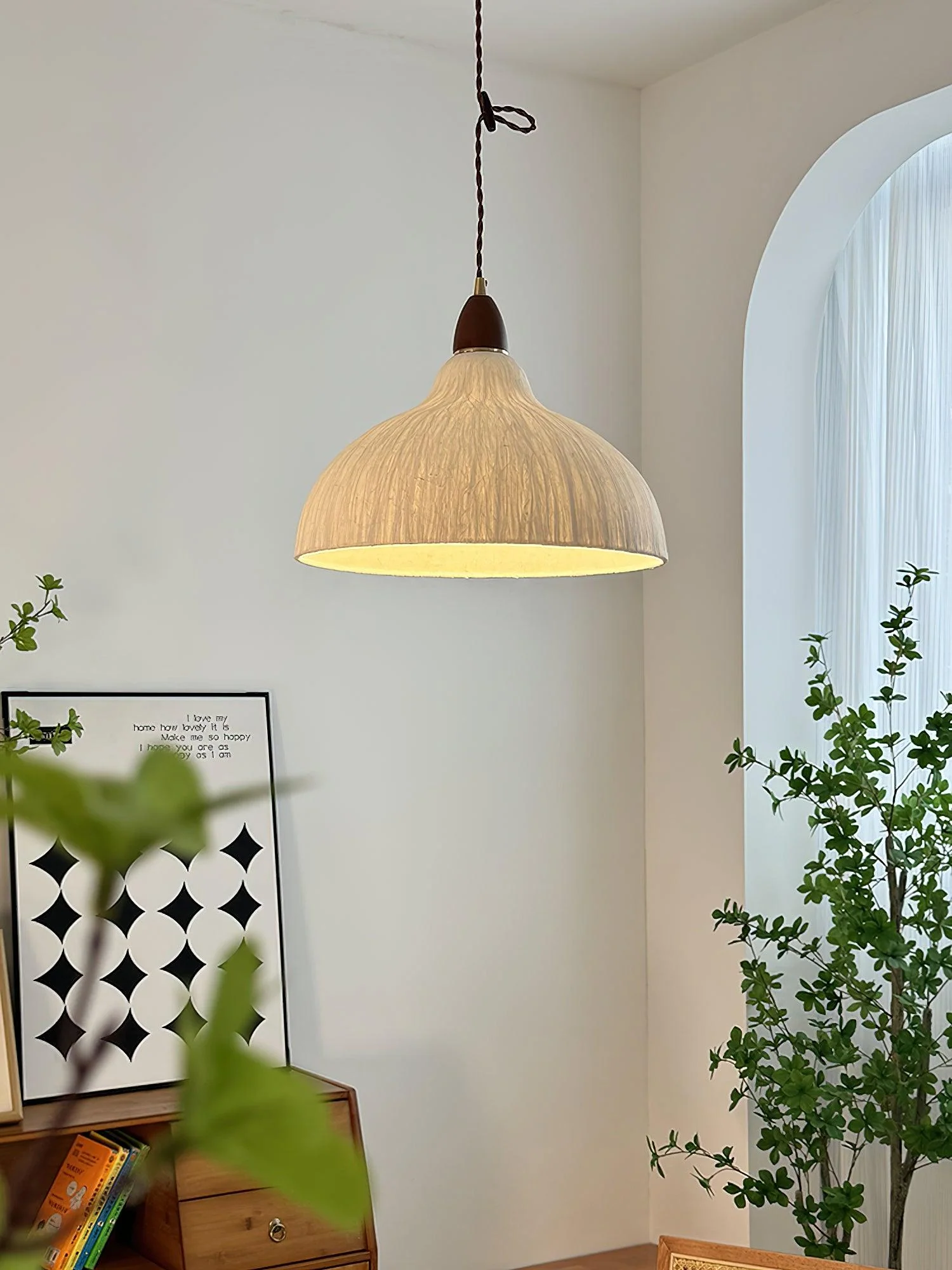 Vellara Paper & Wood Pendant Lamp - Image 54