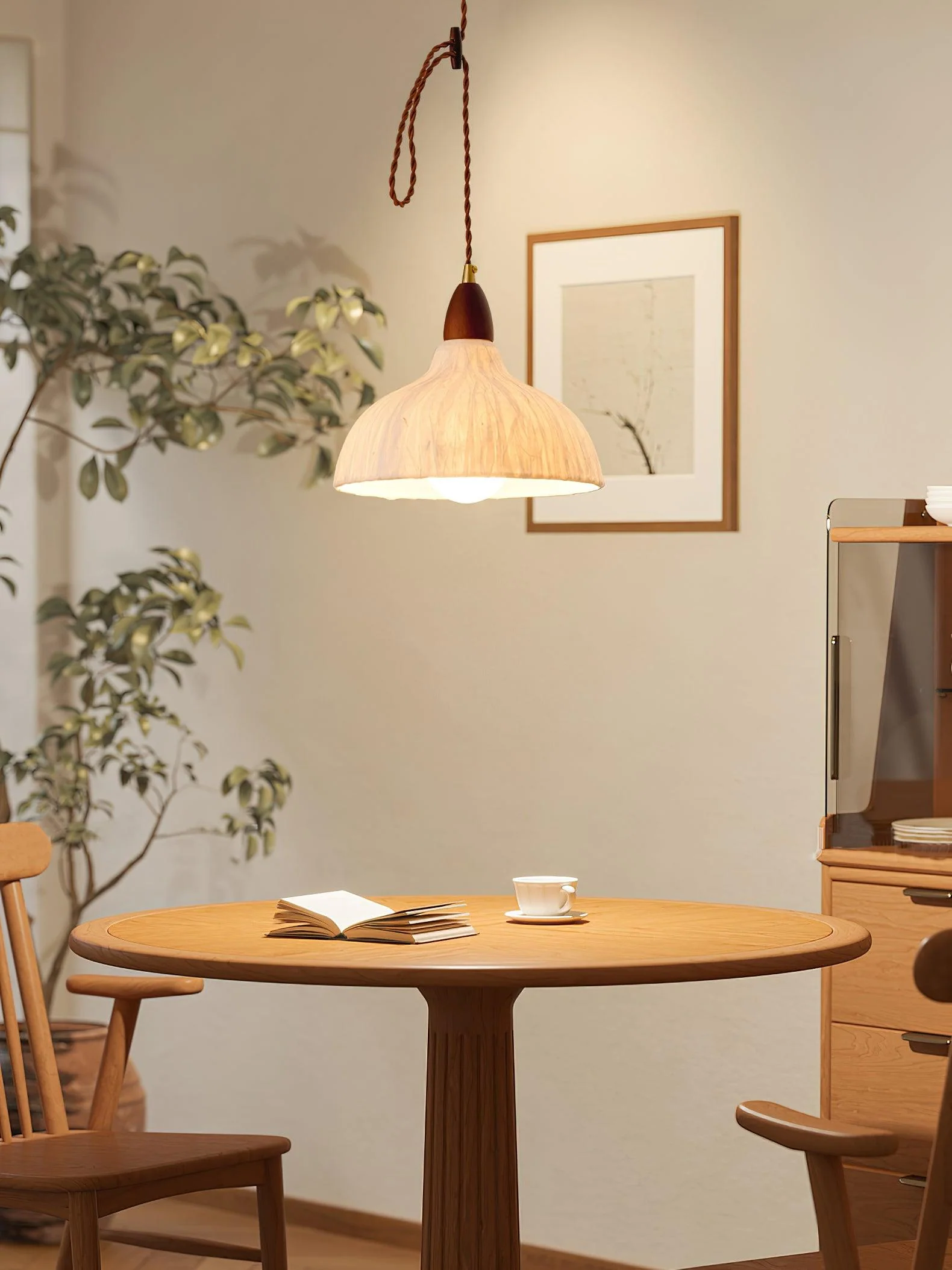 Vellara Paper & Wood Pendant Lamp - Image 6
