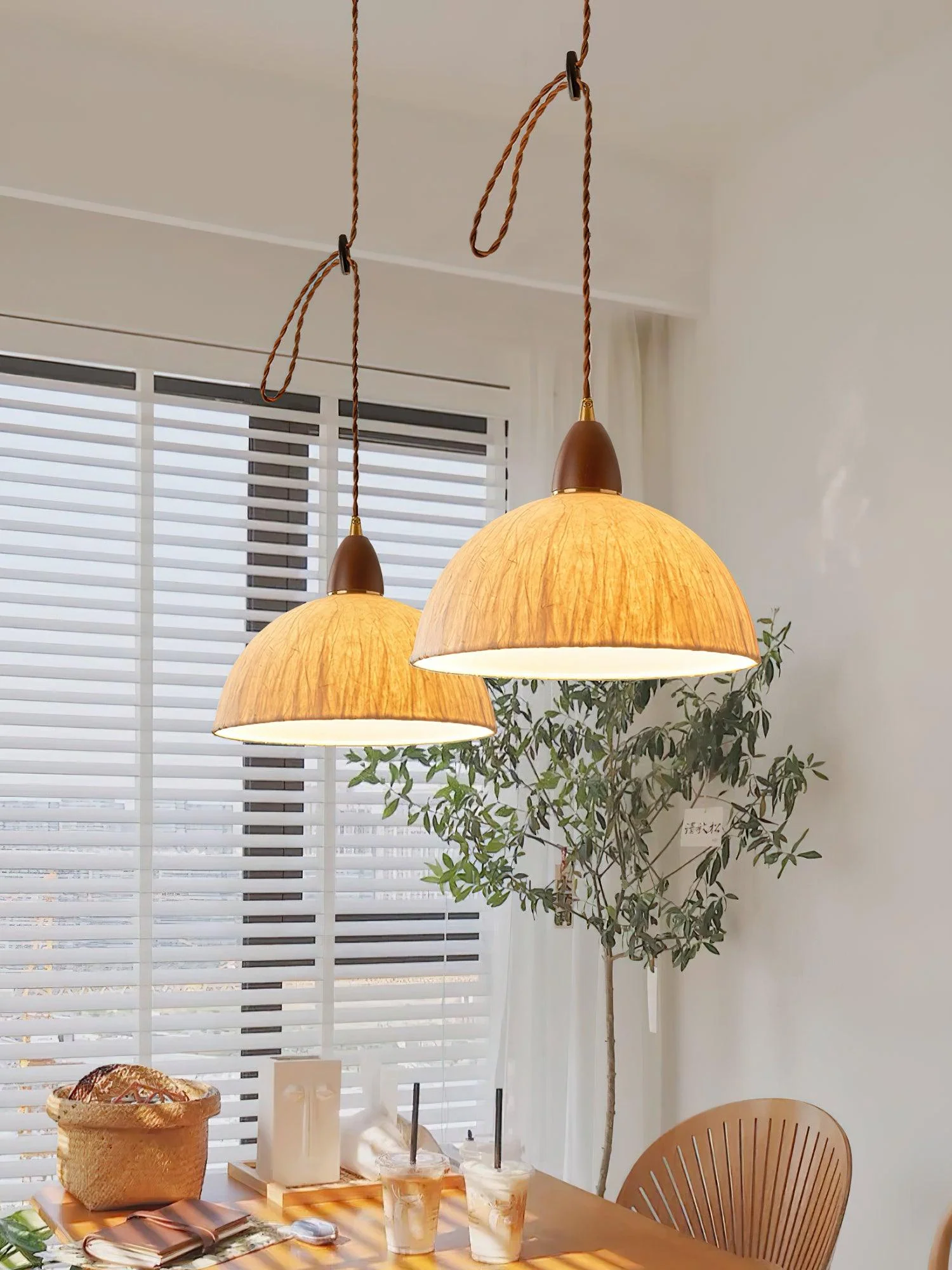 Vellara Paper & Wood Pendant Lamp - Image 7