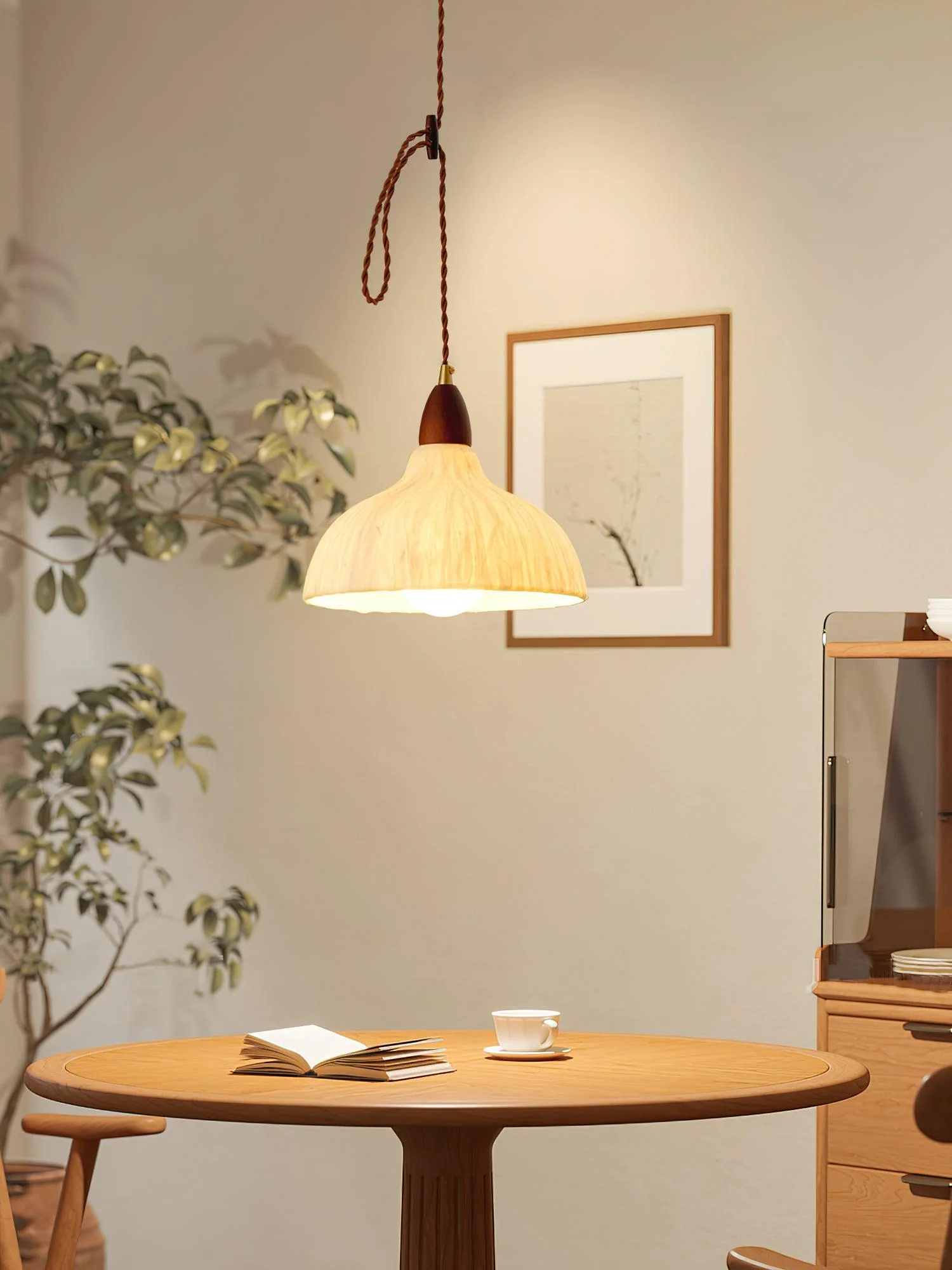 Vellara Paper & Wood Pendant Lamp - Image 8