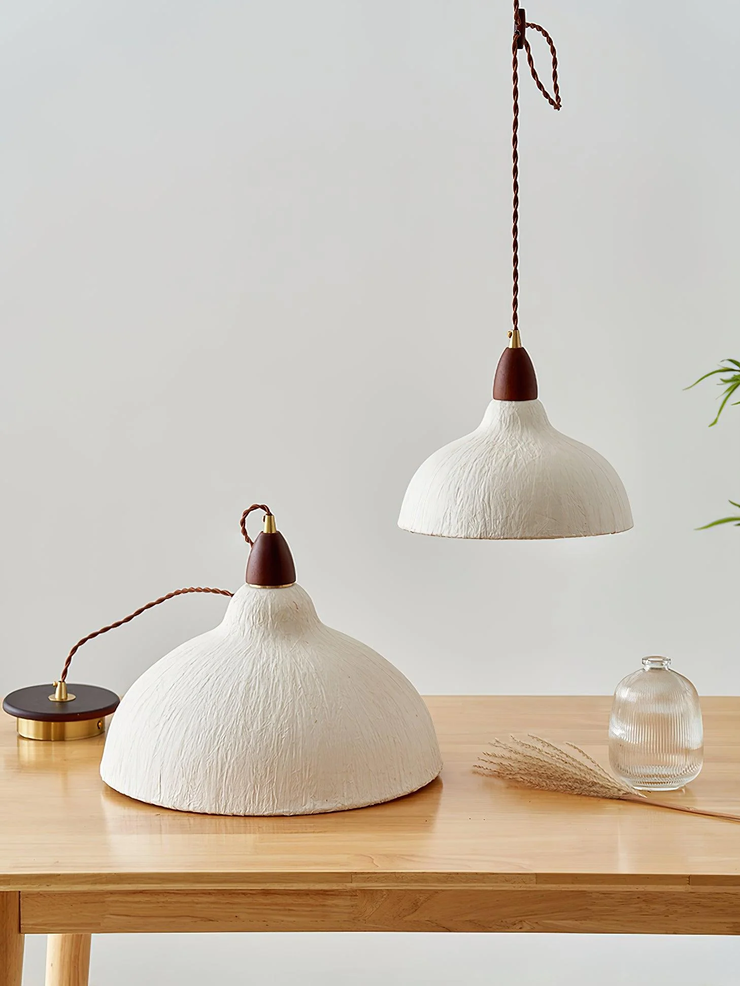 Vellara Paper & Wood Pendant Lamp - Image 9