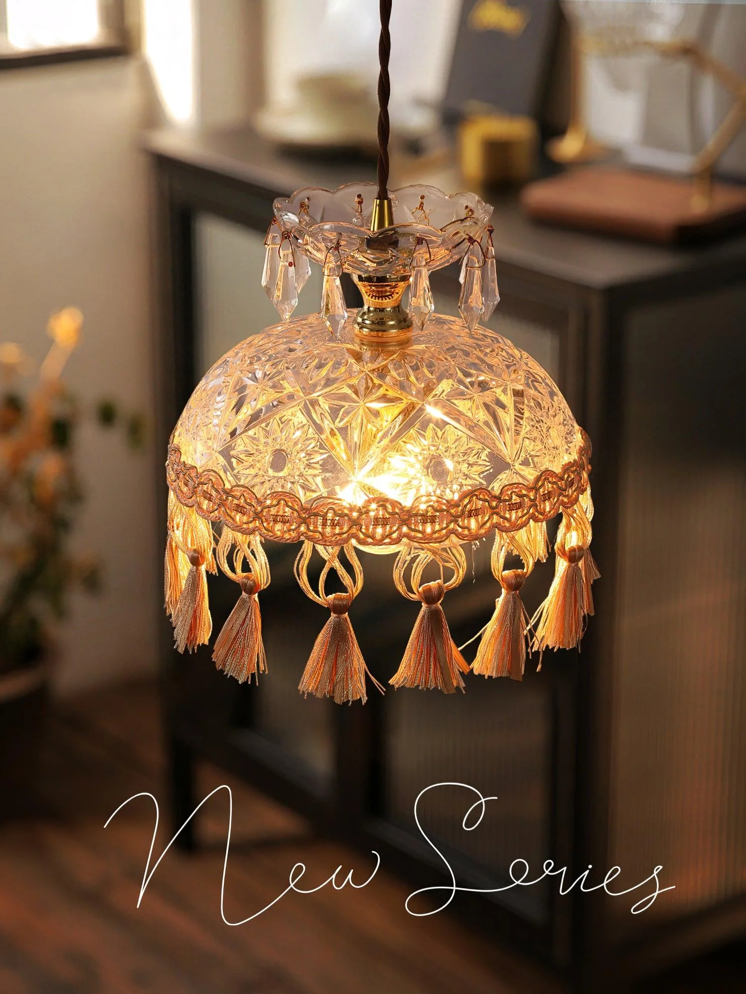 Veloce Brass Glass Luxurious Pendant Light - Image 2