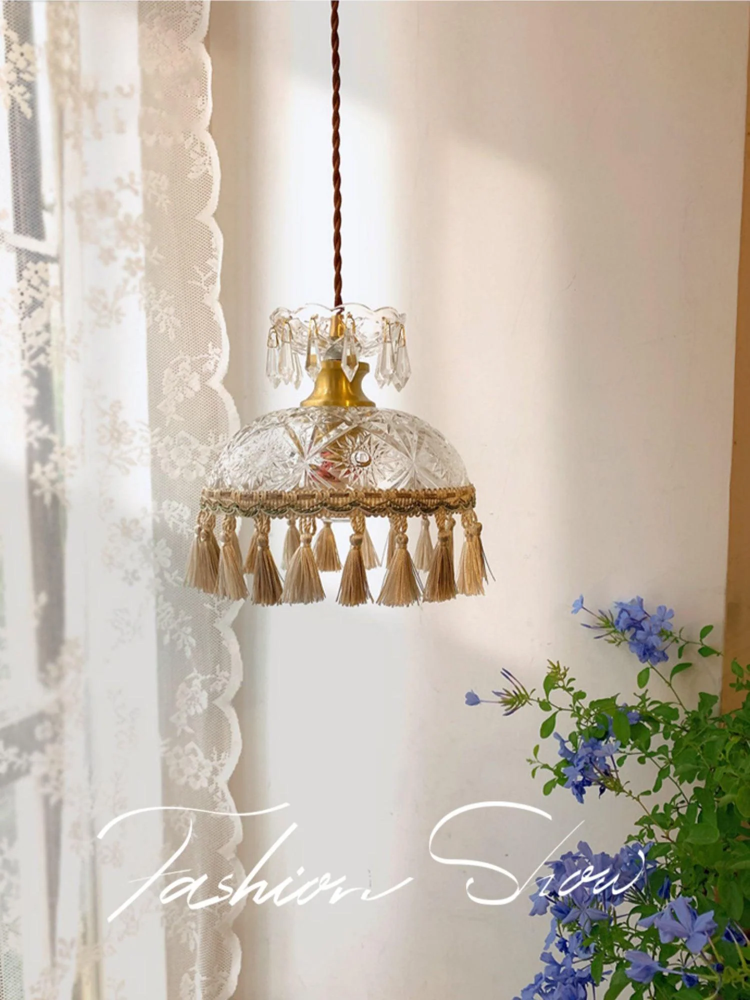 Veloce Brass Glass Luxurious Pendant Light - Image 30