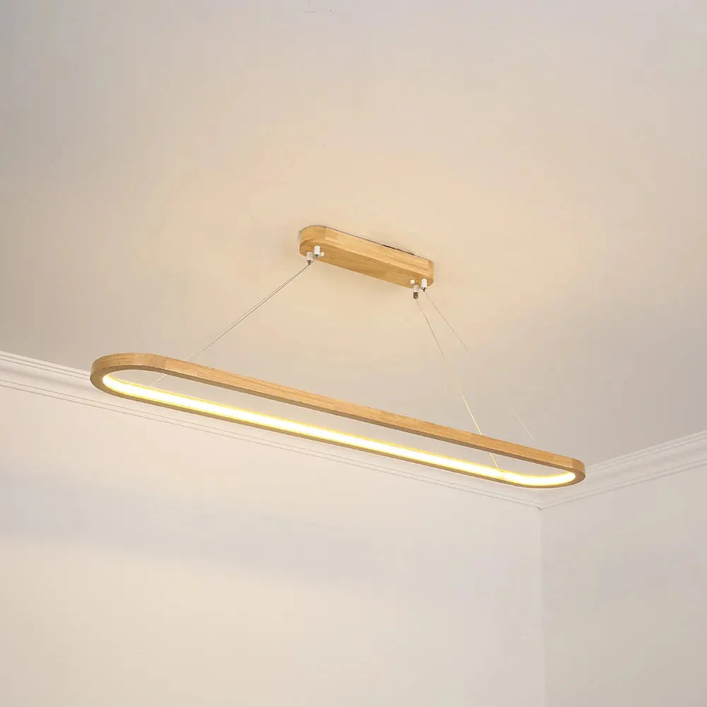 Veon Contemporary Oval Wooden Pendant Light - Image 10