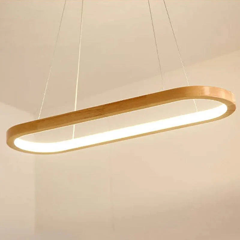 Veon Contemporary Oval Wooden Pendant Light - Image 11