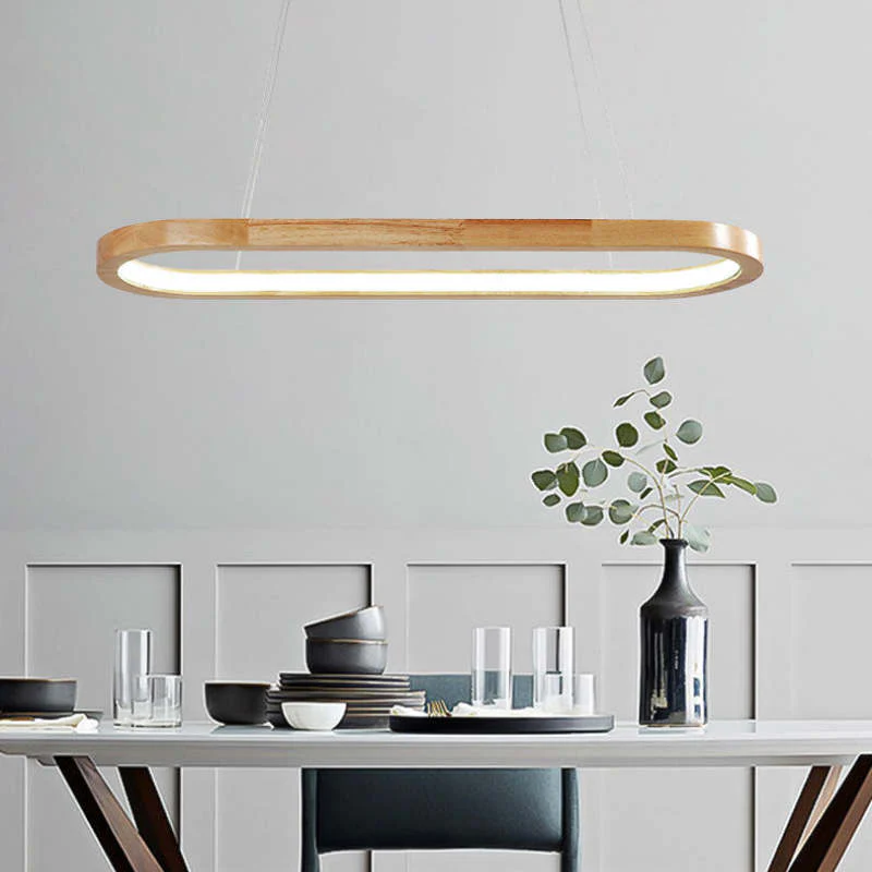 Veon Contemporary Oval Wooden Pendant Light - Image 2