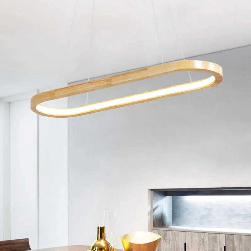 Veon Contemporary Oval Wooden Pendant Light - Image 5