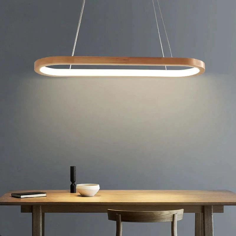 Veon Contemporary Oval Wooden Pendant Light - Image 6