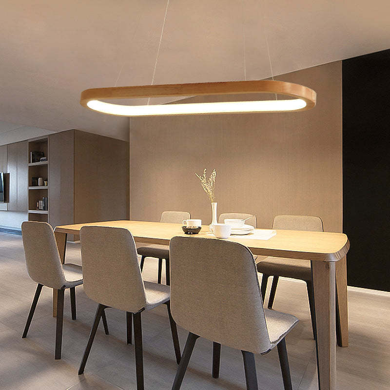 Veon Contemporary Oval Wooden Pendant Light - Image 7