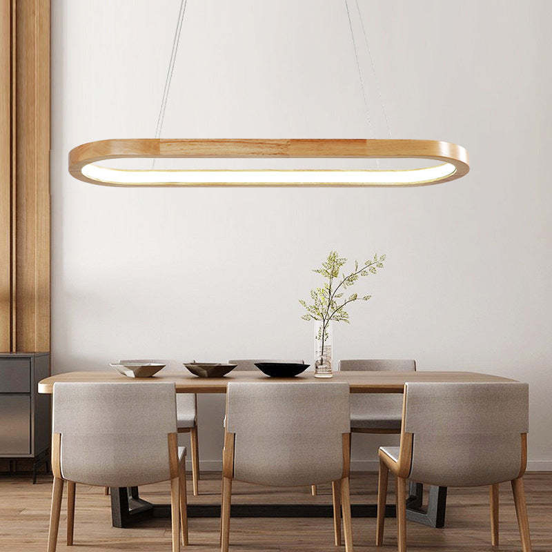 Veon Contemporary Oval Wooden Pendant Light - Image 8
