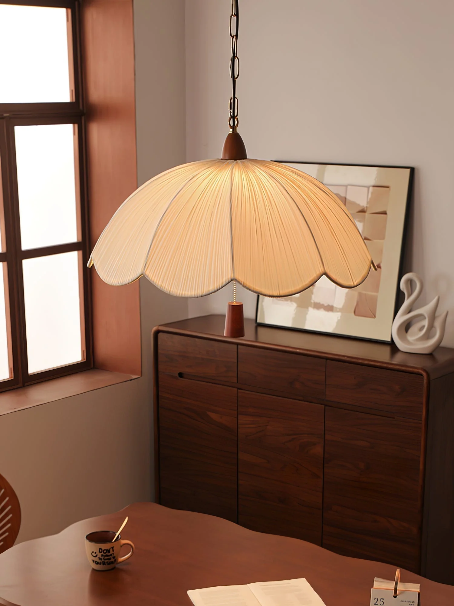 Vephael Art Nouveau Fabric Pendant Light - Image 4