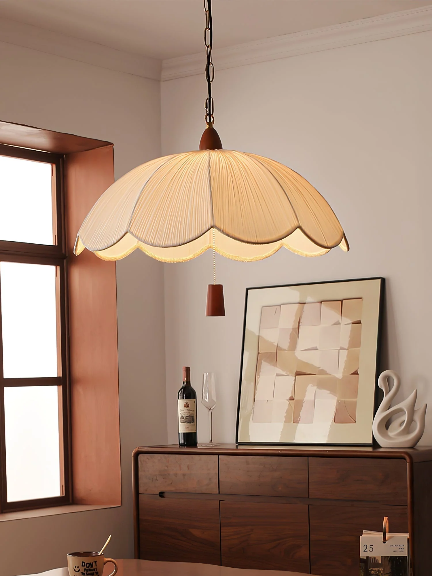 Vephael Art Nouveau Fabric Pendant Light - Image 5