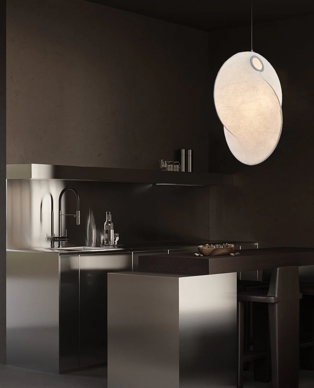 Verine Sculptural Mulberry Silk Pendant Light - Image 6