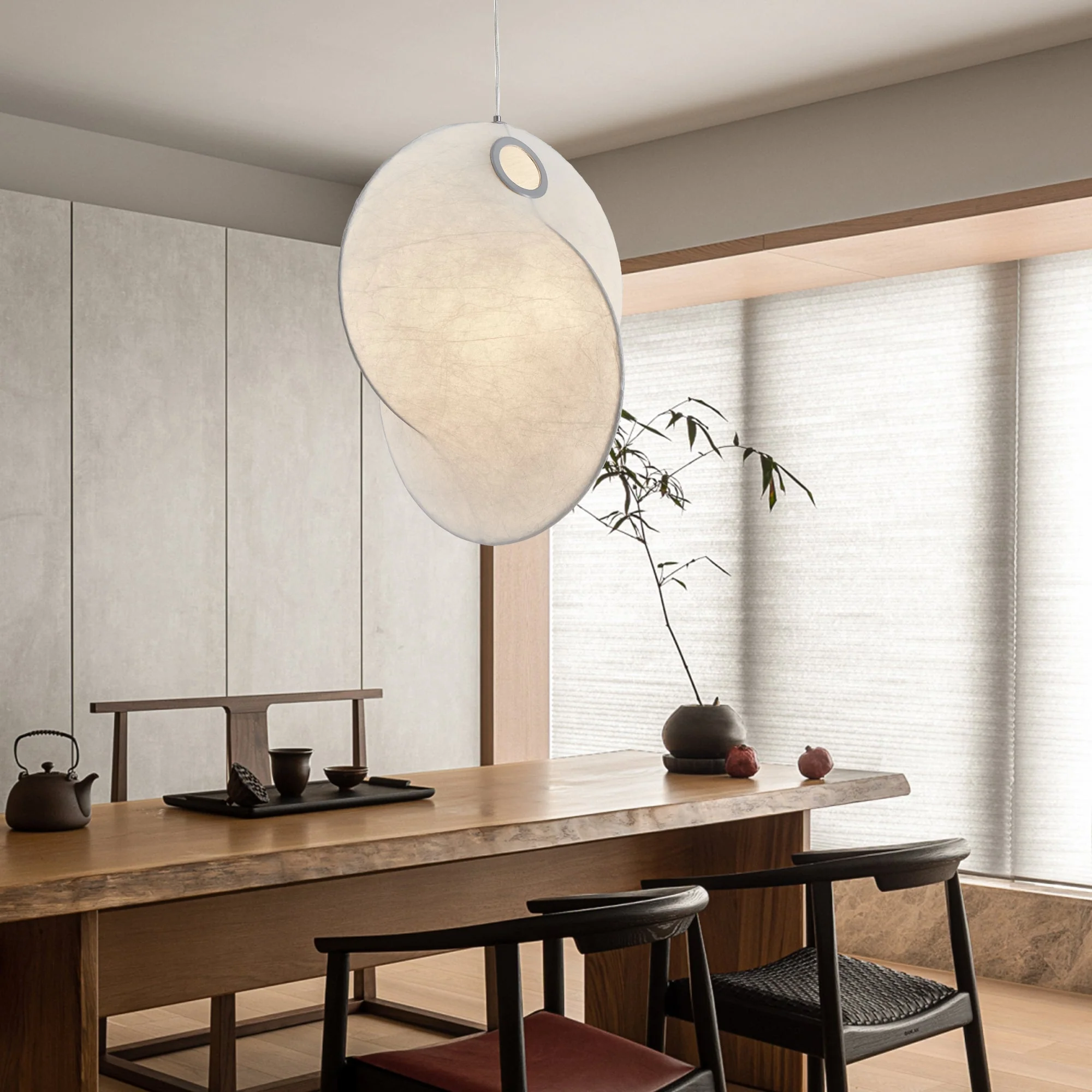 Verine Sculptural Mulberry Silk Pendant Light - Image 8