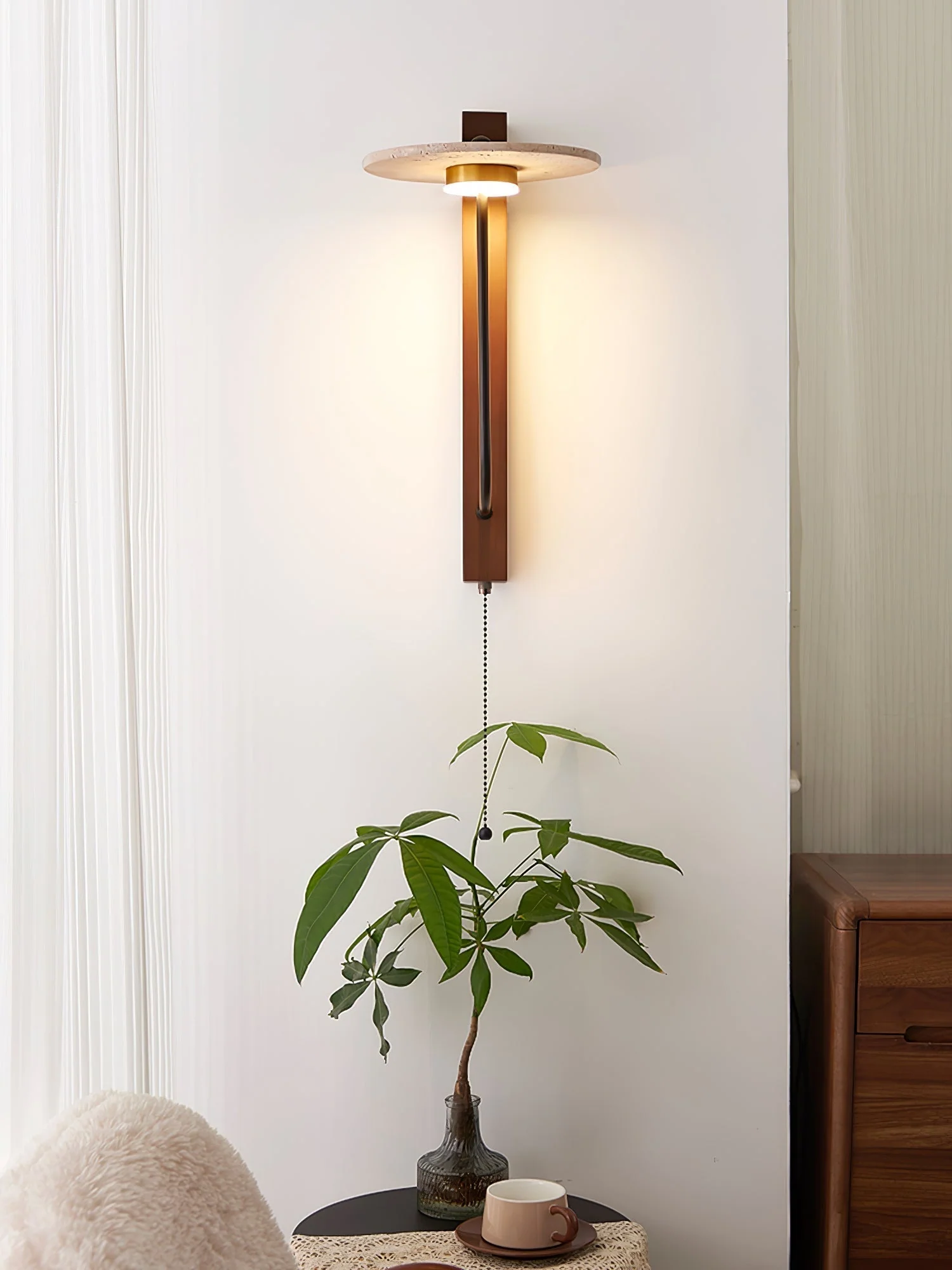 Viphayra Lever Arm Travertine Wall Light - Image 12