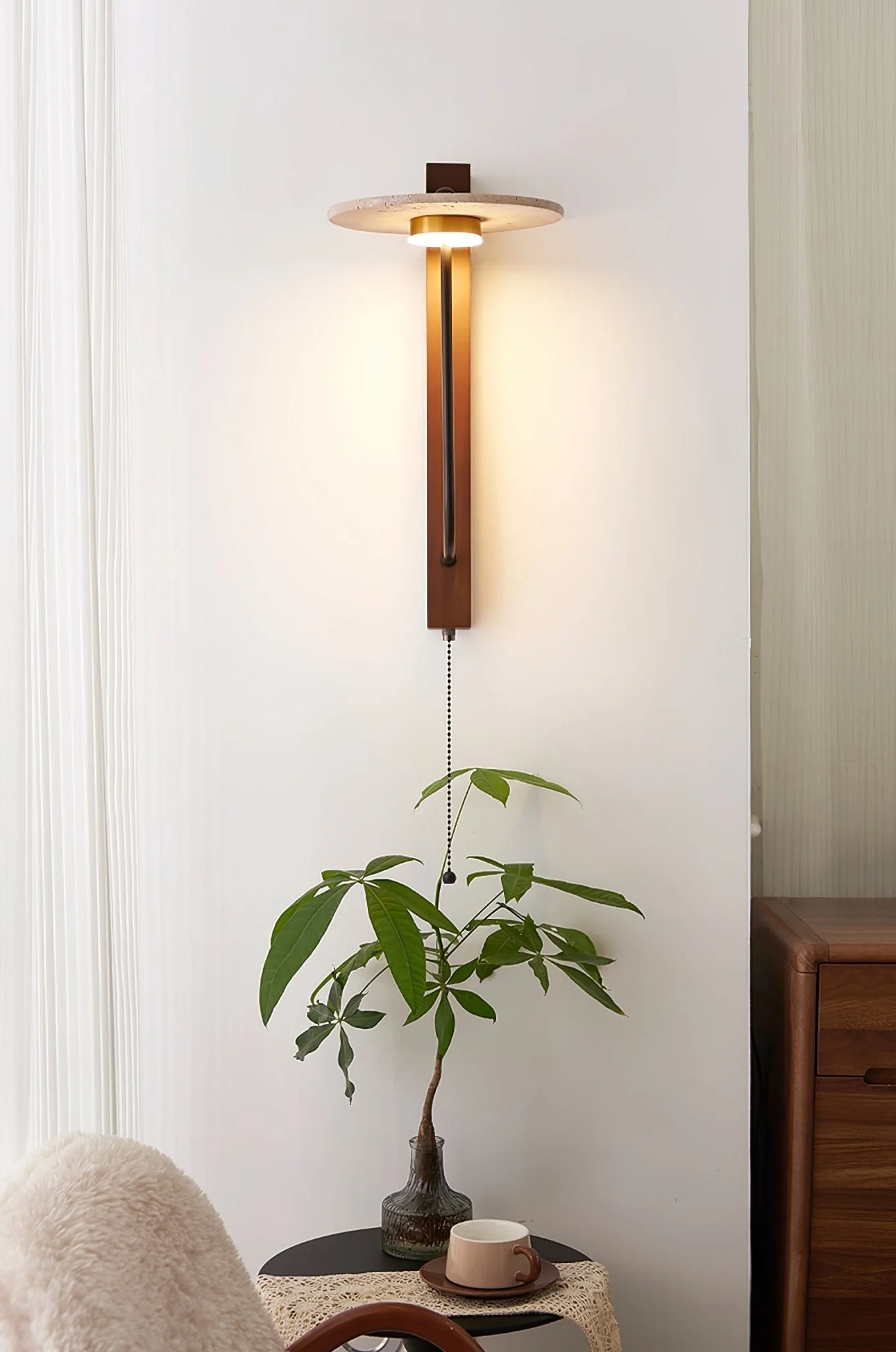 Viphayra Lever Arm Travertine Wall Light - Image 14