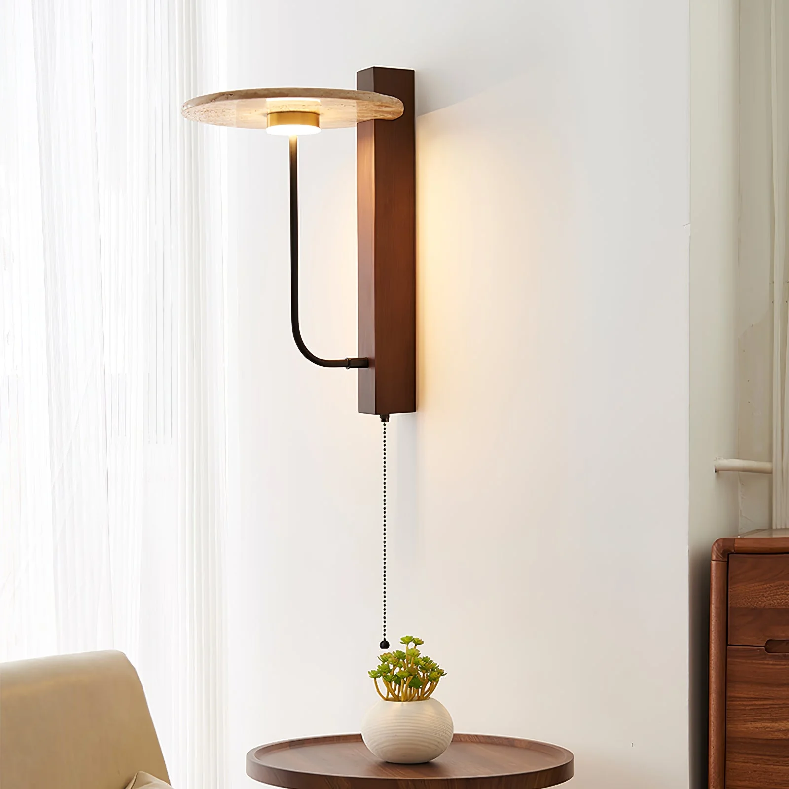 Viphayra Lever Arm Travertine Wall Light - Image 15