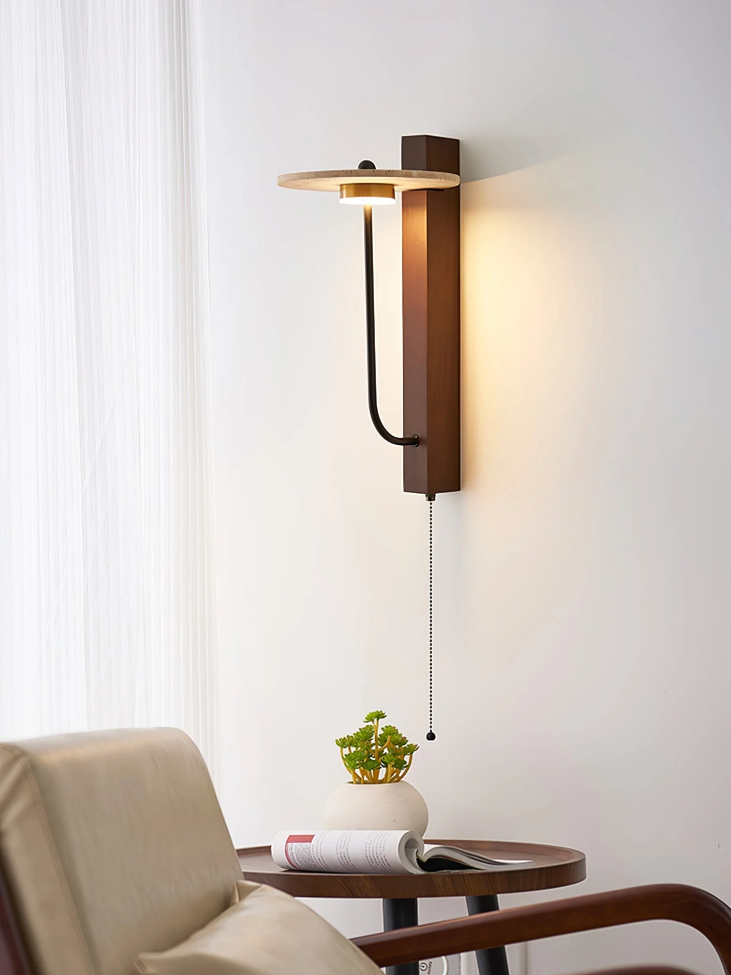 Viphayra Lever Arm Travertine Wall Light - Image 16