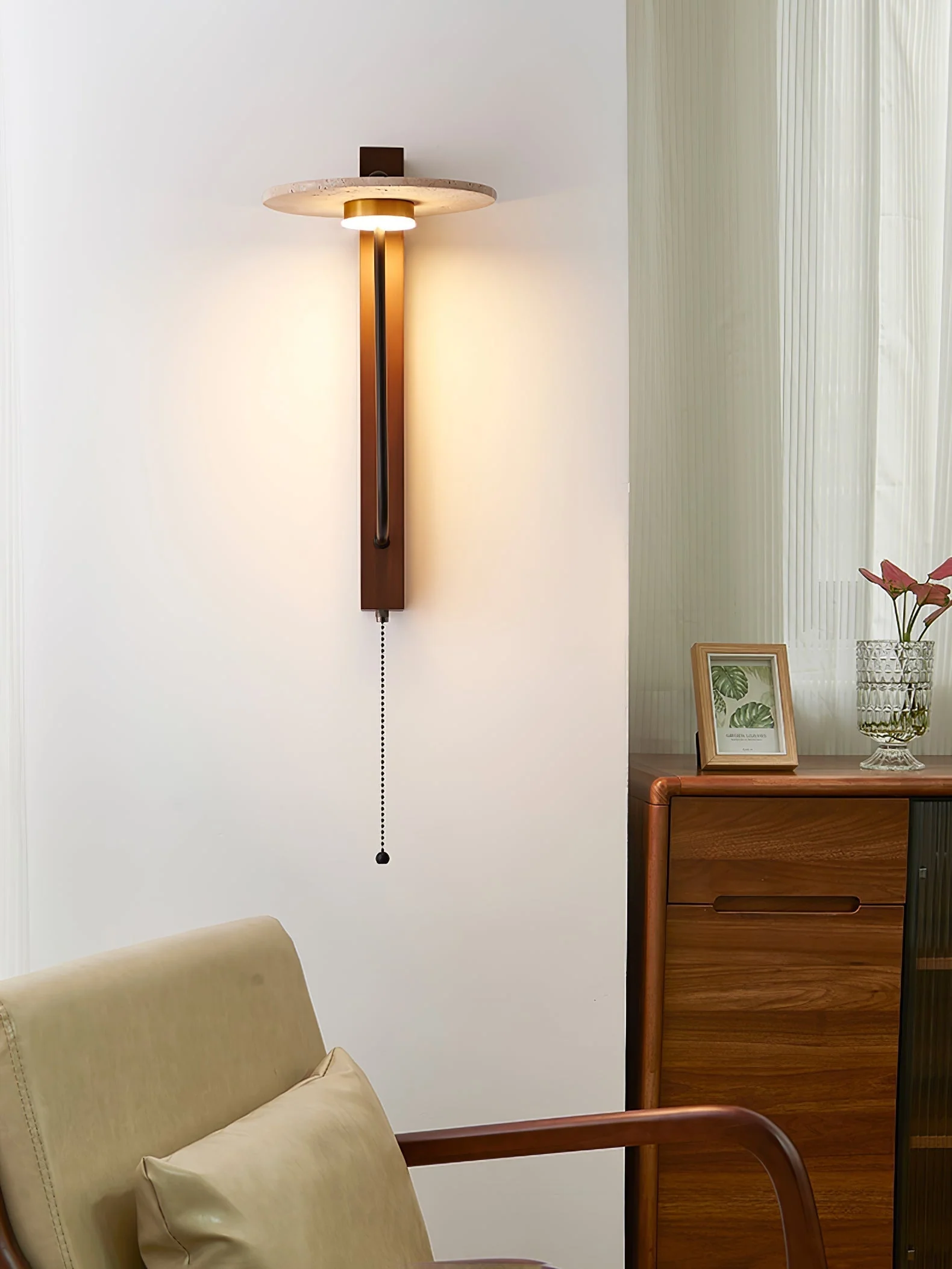 Viphayra Lever Arm Travertine Wall Light - Image 17