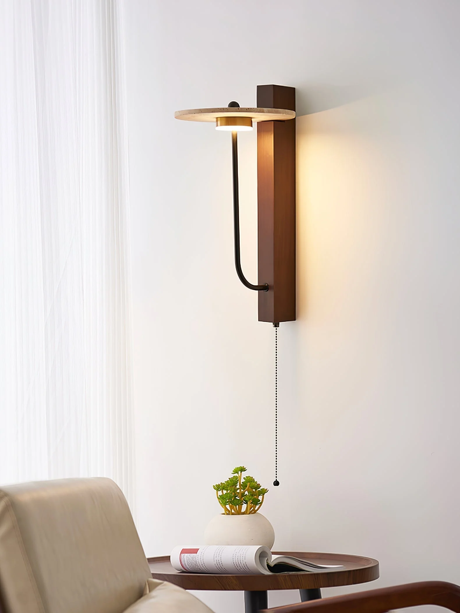Viphayra Lever Arm Travertine Wall Light - Image 18