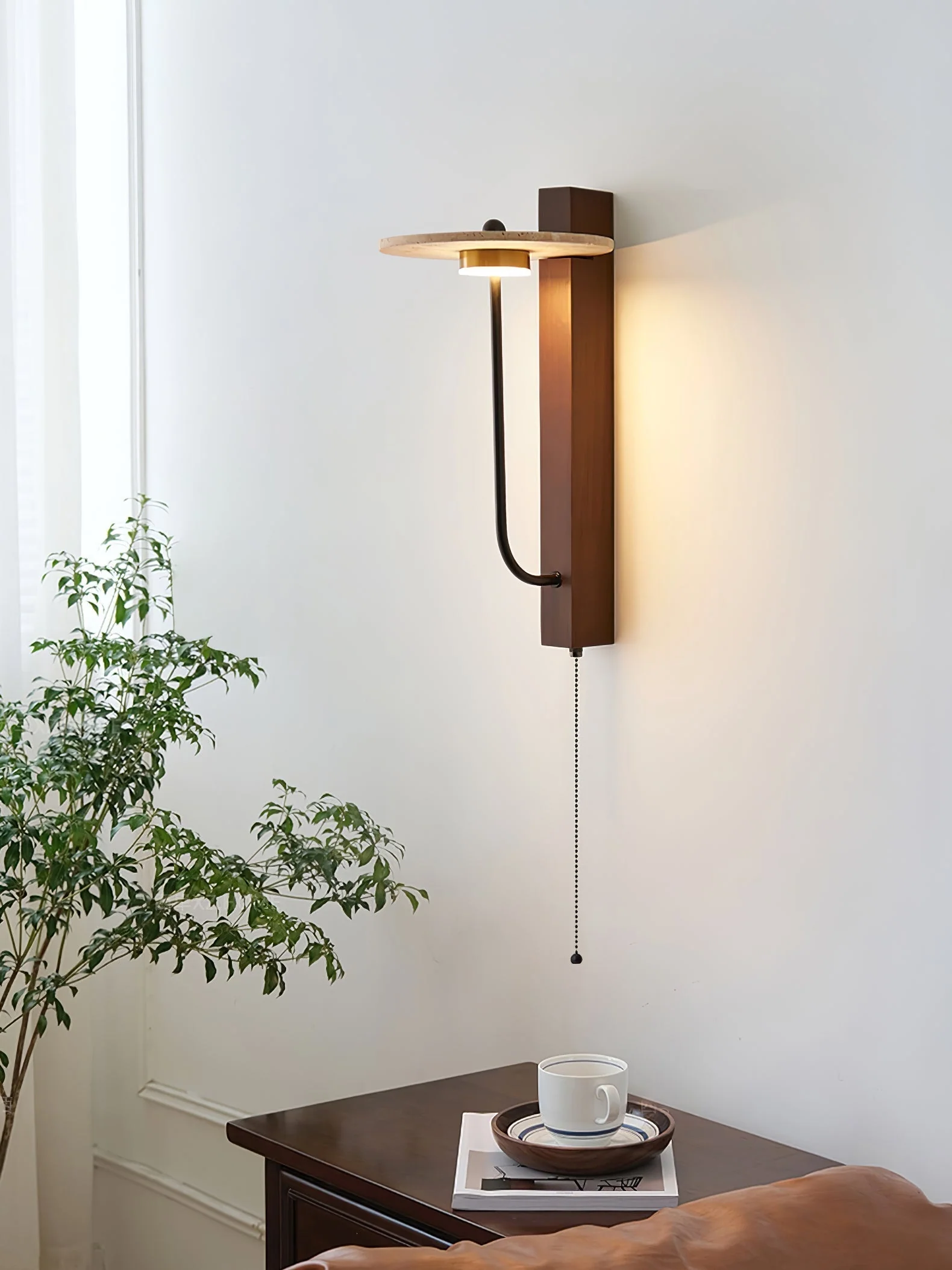 Viphayra Lever Arm Travertine Wall Light - Image 23