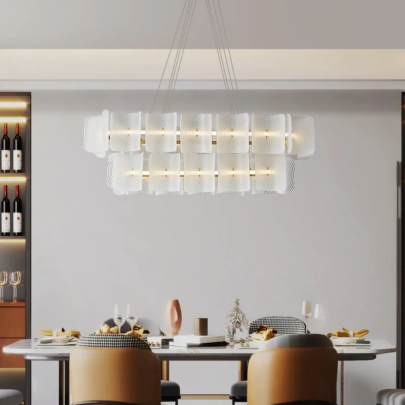 Virinia Postmodern Luxury Rectangle Brass Glass Pendant Lamp - Image 15