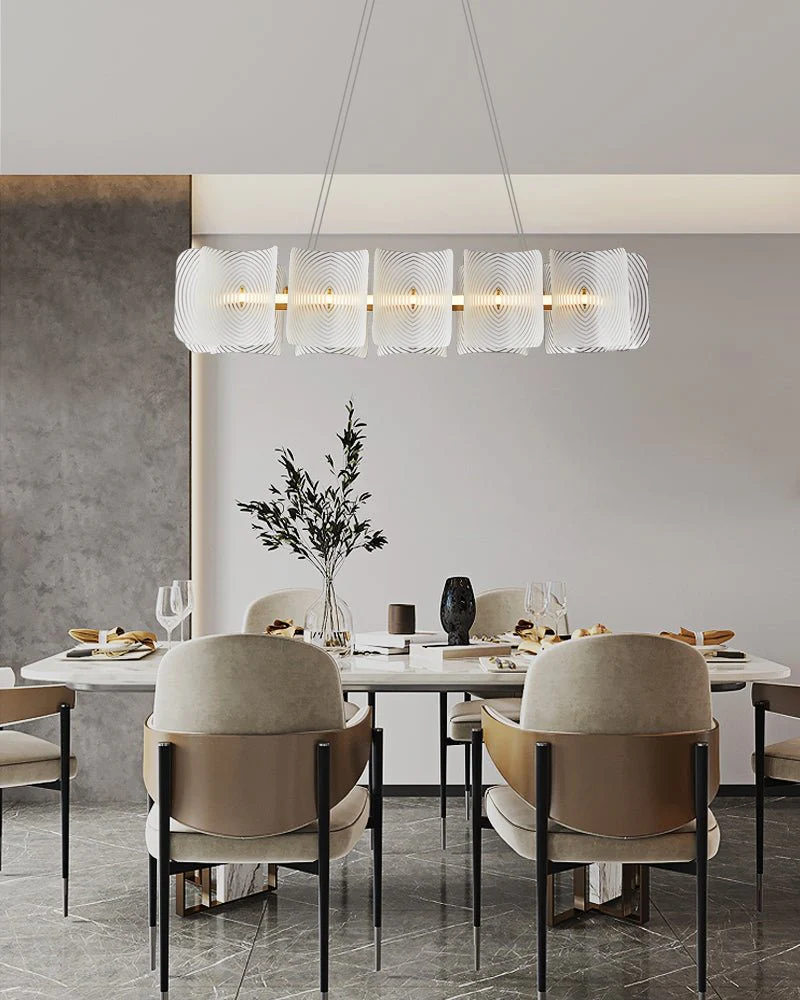 Virinia Postmodern Luxury Rectangle Brass Glass Pendant Lamp - Image 2