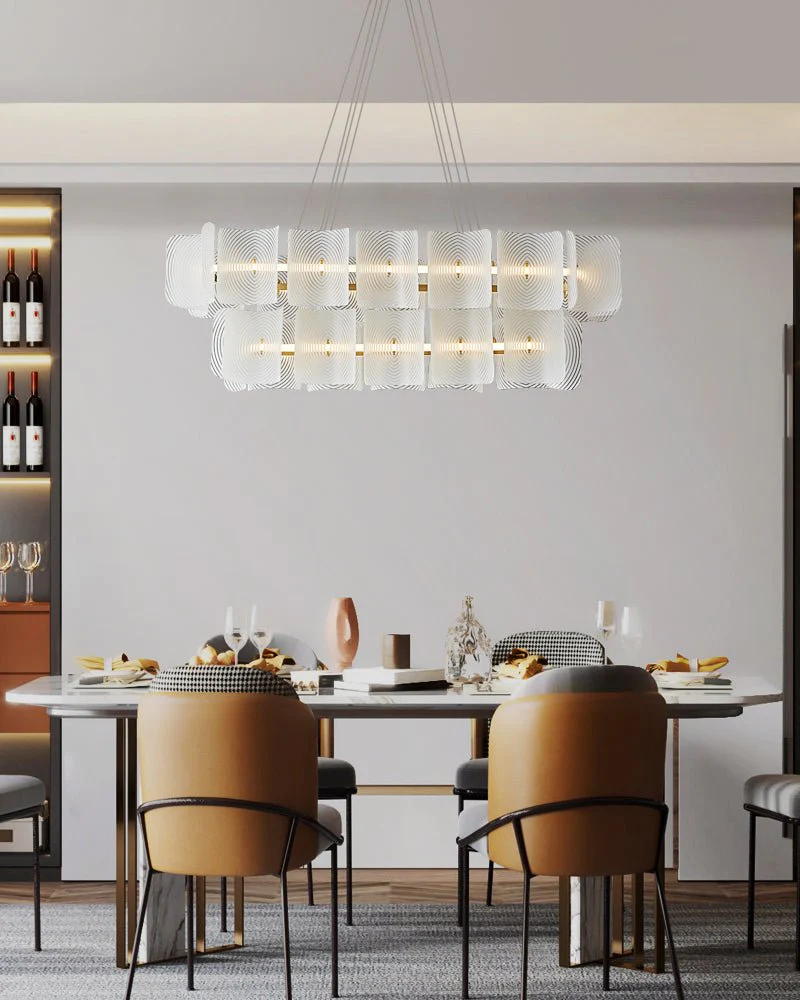 Virinia Postmodern Luxury Rectangle Brass Glass Pendant Lamp - Image 3