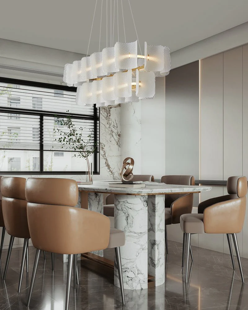 Virinia Postmodern Luxury Rectangle Brass Glass Pendant Lamp - Image 4