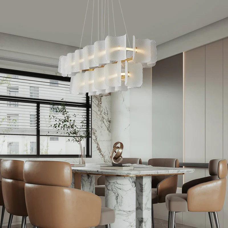 Virinia Postmodern Luxury Rectangle Brass Glass Pendant Lamp - Image 7