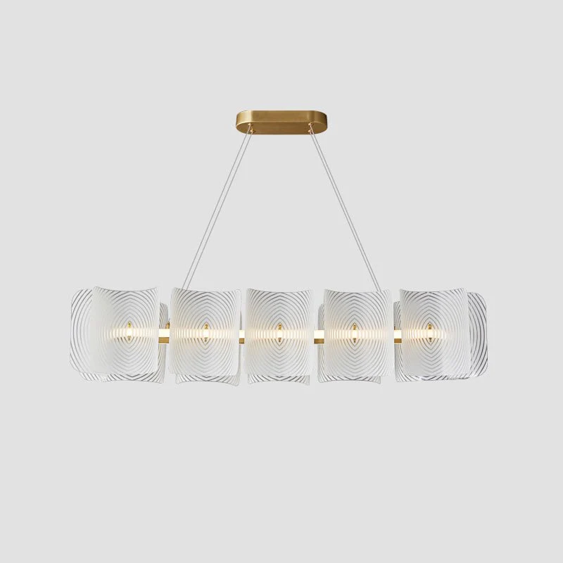 Virinia Postmodern Luxury Rectangle Brass Glass Pendant Lamp - Image 9