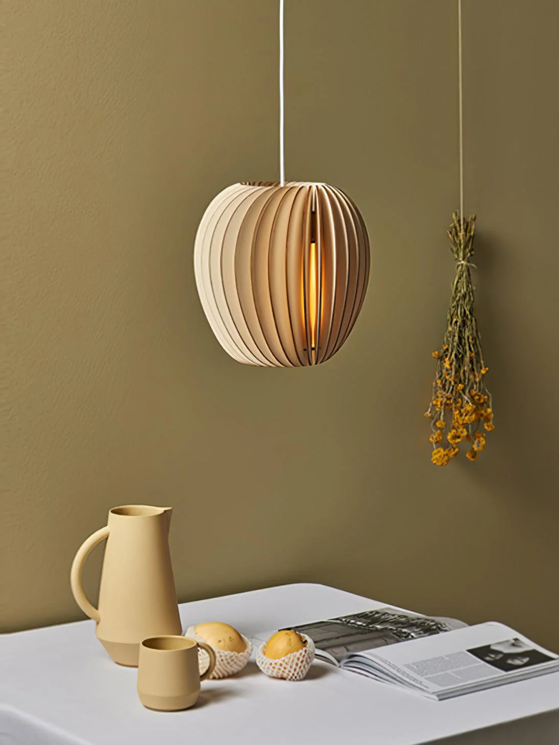Vovene Elegance Unique Orb Wooden Pendant Lamp - Image 16