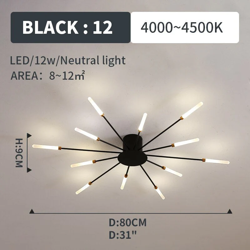 Wesley Flush-Mount Ceiling Light Fireworks, Black/Gold - Image 14