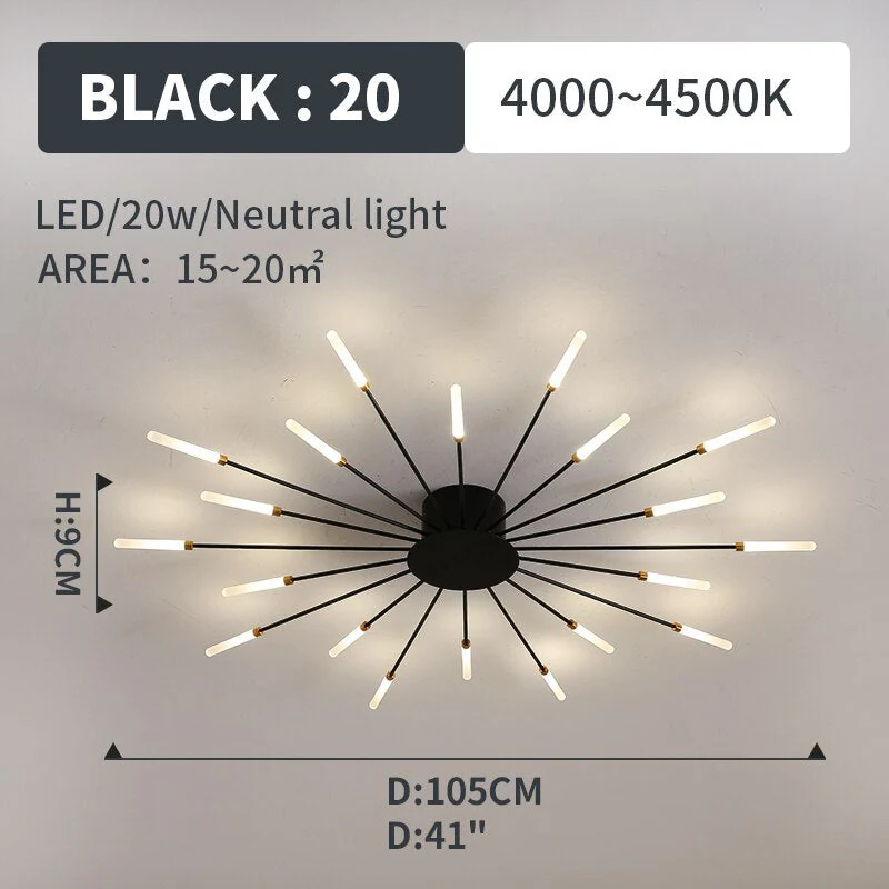 Wesley Flush-Mount Ceiling Light Fireworks, Black/Gold - Image 16