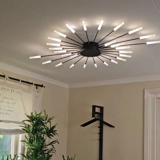 Wesley Flush-Mount Ceiling Light Fireworks, Black/Gold - Image 6