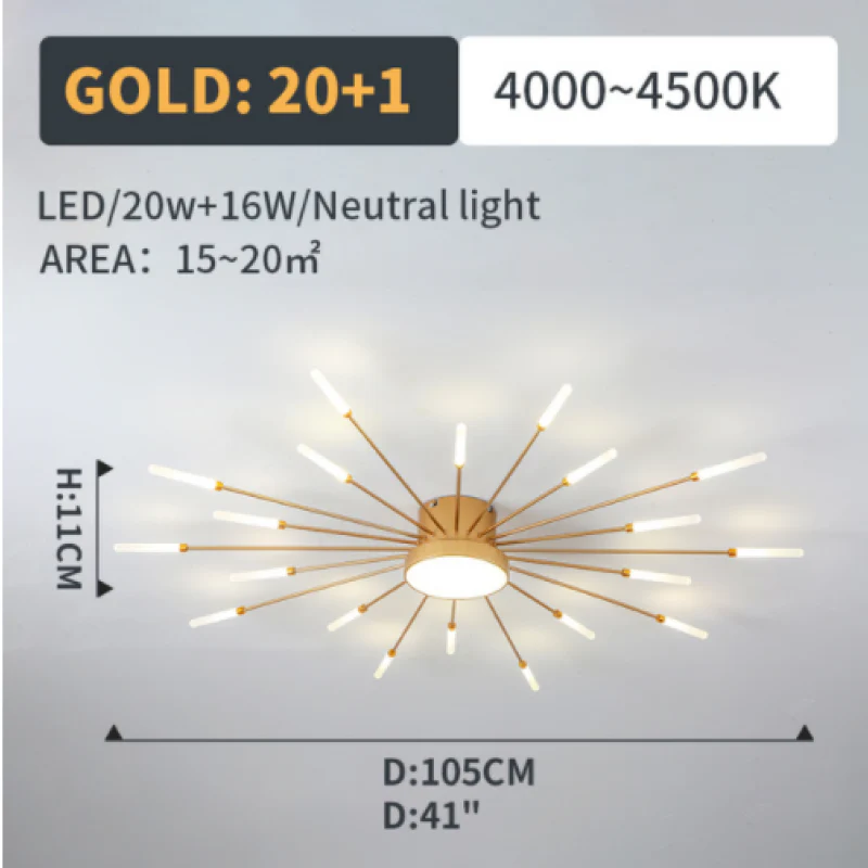 Wesley Modern Home Decoration Fireworks LED Ceiling Light - Image 16