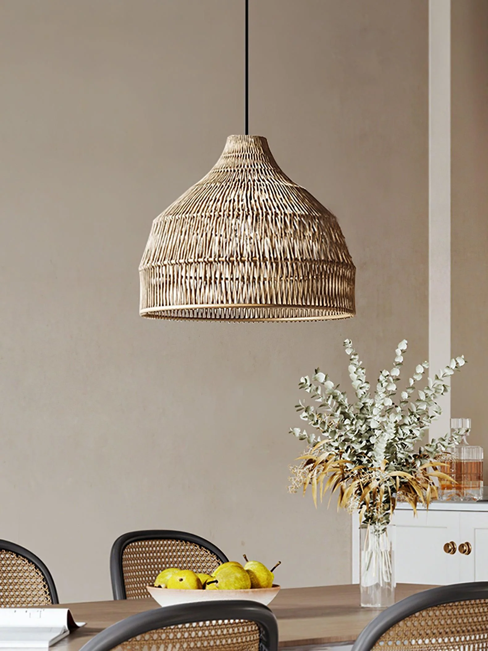 Wickora Vintage Wicker Pendant Lamp - Image 26