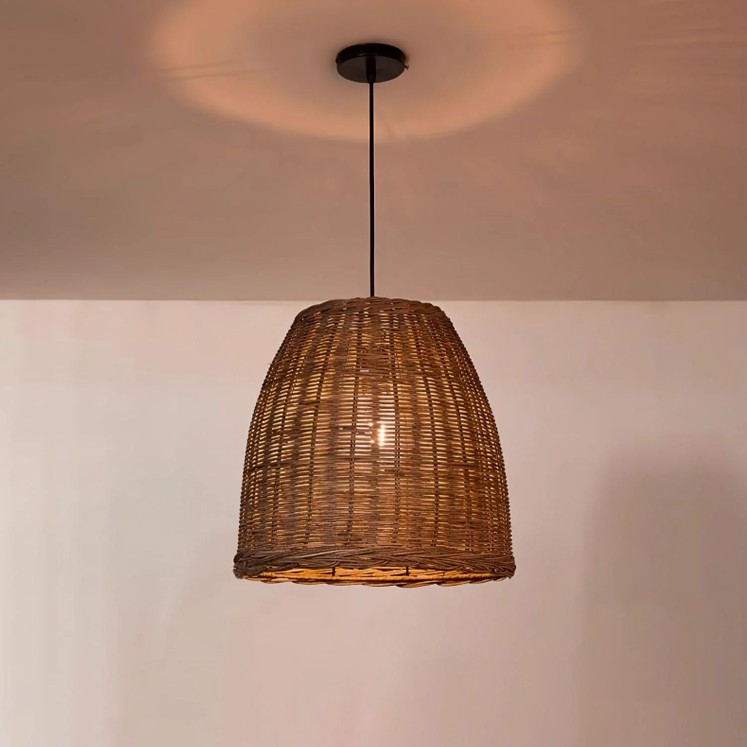 Wickora Vintage Wicker Pendant Lamp - Image 3
