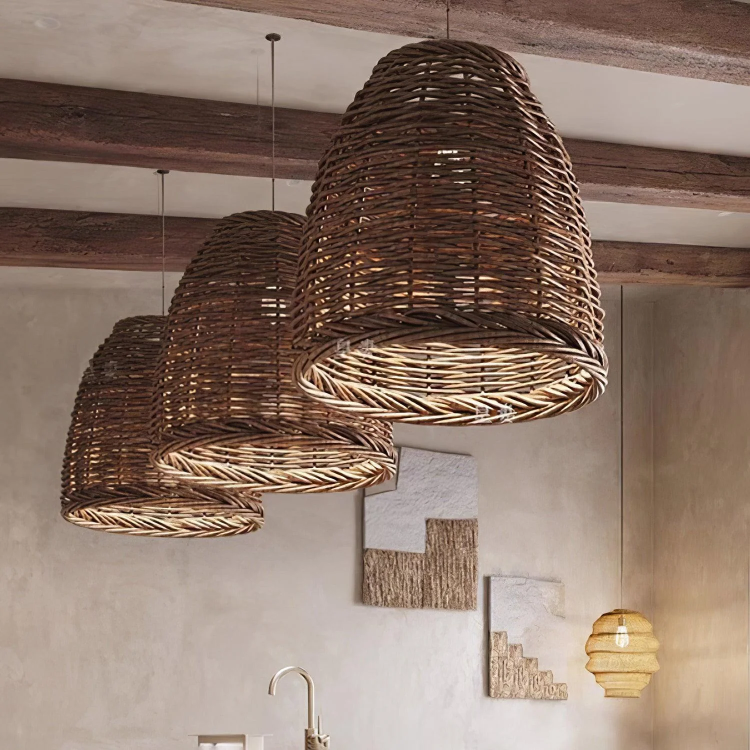 Wickora Vintage Wicker Pendant Lamp - Image 4
