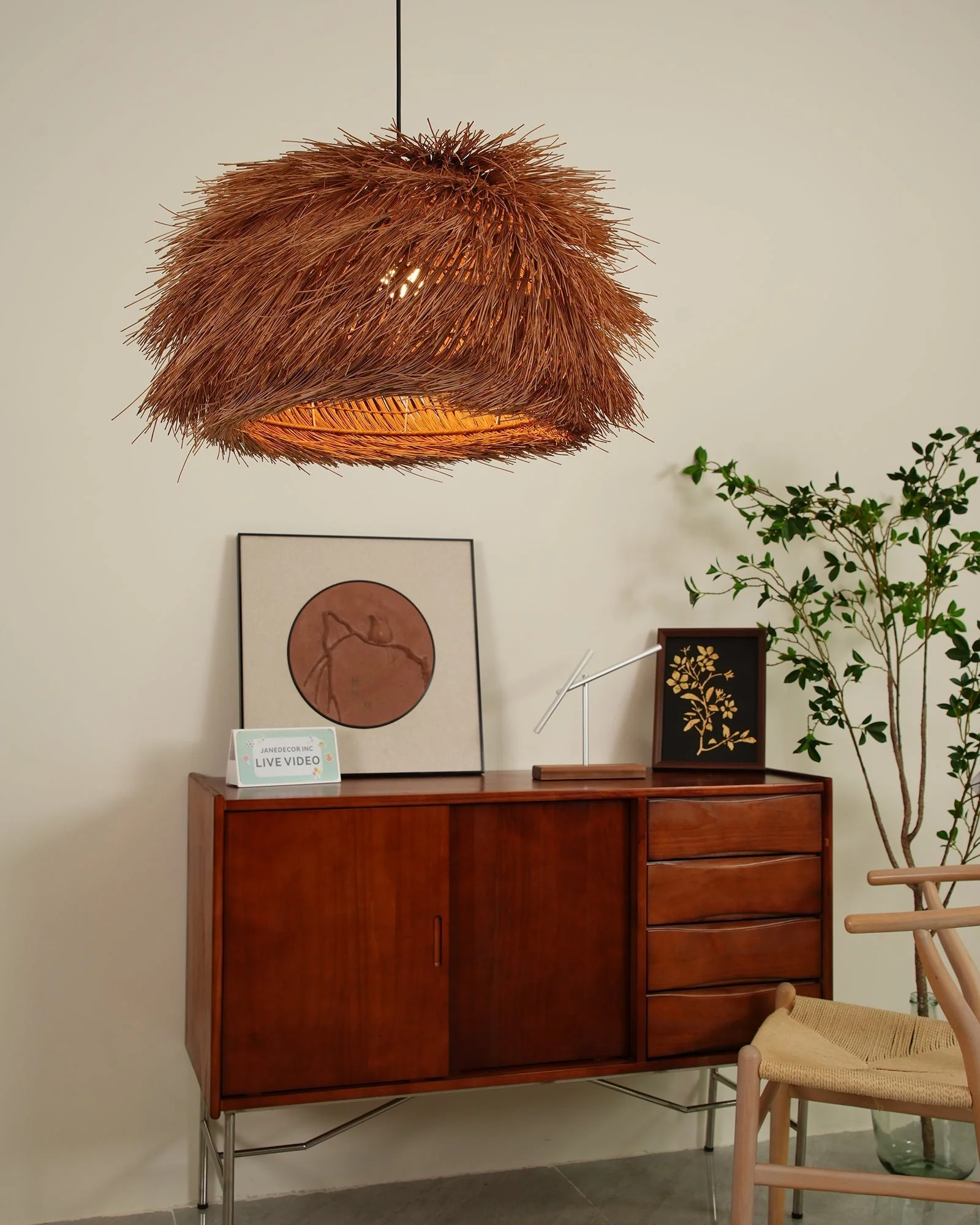 Wickora Vintage Wicker Pendant Lamp - Image 50