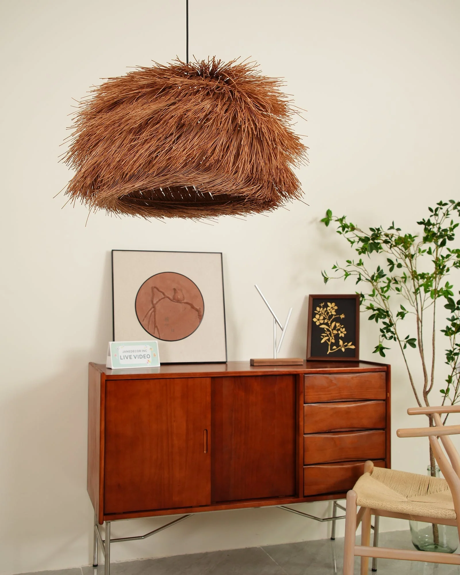 Wickora Vintage Wicker Pendant Lamp - Image 52